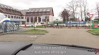 Takevan pussy cum cover for glassed blonde teacher at lunch break