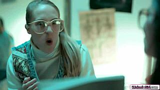 nerd babe scissoring with lesbian bff in threesome fantasy