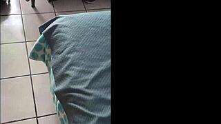 I fuck him quick while at home.