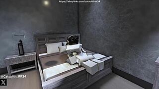 Quietly fucking a fan on the bed with intense passion!