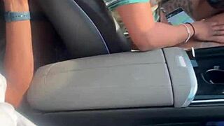 playing with dick in the car