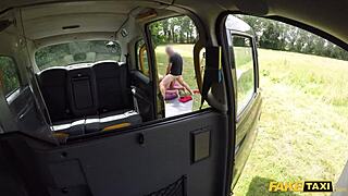In reality, British Luci Reign fucks taxi driver's huge white cock in fake taxi.