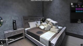 Quietly fucking a fan on the bed with intense passion!