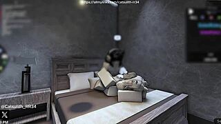 Quietly fucking a fan on the bed with intense passion!