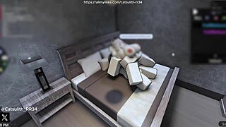 Quietly fucking a fan on the bed with intense passion!