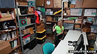 HORNY THICK BLONDE TEEN 18+ SHOPLIFTER ALEXA RAYE SEDUCES SECURITY OFFICER