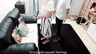 the bad cleaning lady begs for punishment, gets spanked and facial cum