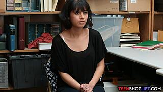 Teen shoplifter reluctantly blows a security guard