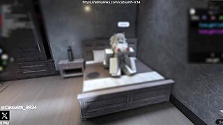 Quietly fucking a fan on the bed with intense passion!