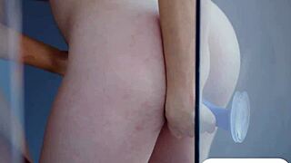 Two pretty babes intensely fucking a blue dildo together!