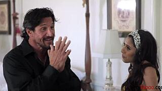 Horny Young Slut Gropes Old Man