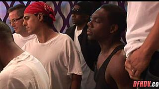 Fifty guys give anal creampie to slut in gangbang.