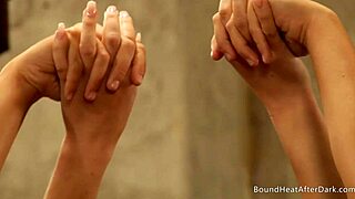 two tied up lesbian slaves whipped by merciless dom