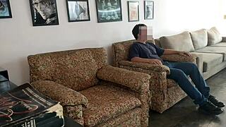 blond girl with blue eyes participates in photo session wearing shorts and jeans