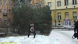 Redhead Bbw Milf Peeing In Public