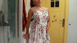 Hot Mommy Hides And Fucks Big Dildo In Toilet