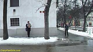 Redhead Bbw Milf Peeing In Public