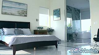 Curvy blonde Chanel Barbie rides big black cock in cowgirl, getting balls deep pounding with her big natural tits bouncing