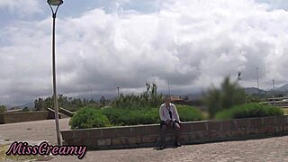 slutty teacher pussy flash in public park with watchers