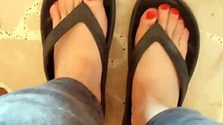 Greta Applying Nail Polish to Toenails