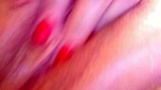 Prostitute masturbates with wet pink pussy