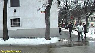 Redhead Bbw Milf Peeing In Public