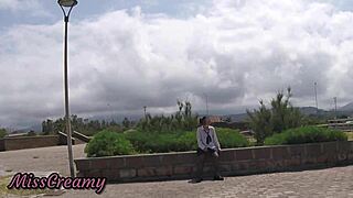 slutty teacher pussy flash in public park with watchers