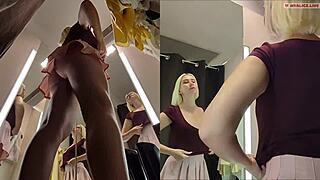 Hidden Camera In Fitting Room Upskirt View On Pussy And Big Tits
