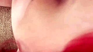 Redhead Karla Rose licking my balls in homemade pov.