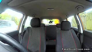 Fake driving instructor's friend bangs blonde in public classroom POV