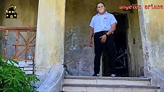 rough public sex in halloween costume with skirt ripped and intense anal creampie