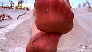 I Am Goddess Sandy Teasing You With Nylon Feet On The Beach At Sunset