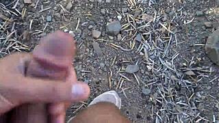 French nudist milf is shocked she caught a real voyeur following her