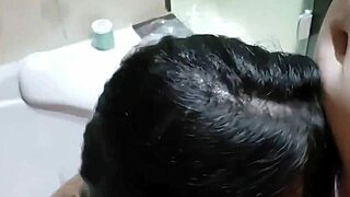 mature woman cheats with boss in bathtub