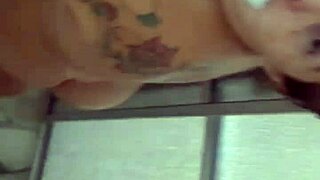 Filmed in Shower, She Offers Tight Ass to Four Naughty Men