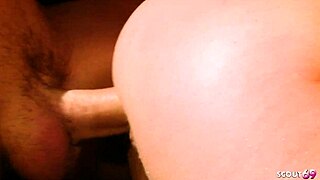 Skinny girlfriend cheats backstage at swinger club. Stranger fucks her rough without condom.