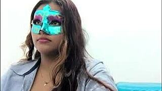 'Do you touch your big tits before exams?' the brunette latina student asks.