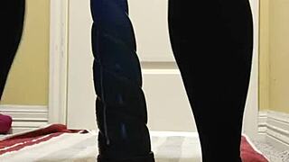 chubby fox enjoys solo play with bad dragon dildo using cum lube in her ass