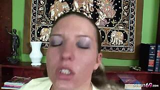 college girl bianca wears panty while fucking huge cock at casting