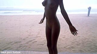 Skinny Ebony Village Girl Dancing Naked In The Rain With Her Perfect Slim Body