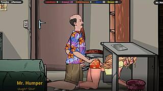 the landlord secretly cums on jennys ass under the table in hentai game