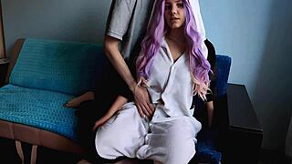 Cute Girl With Purple Hair Is Delighted With My Penis