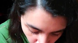 Quickie blowjob and licking cum from hands