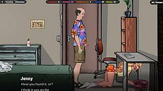 the landlord secretly cums on jennys ass under the table in hentai game
