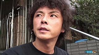 Her adorable saggy tits excite the men for threesome fun