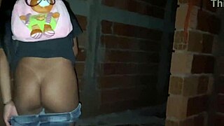 Public outdoor work with Brazilian Latina offering her little ass to black amateur