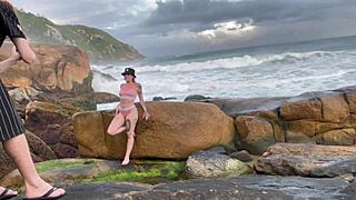 Branquinha Seductively Fucks Stranger on Floripa Beach