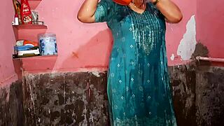 wife boldly shows clean pussy big boobs in bathroom