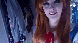 Asuka Punishes Shinji for Kissing Attempt in Cosplay Domination