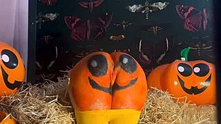 Teen Double Creampie in Pumpkin Patch